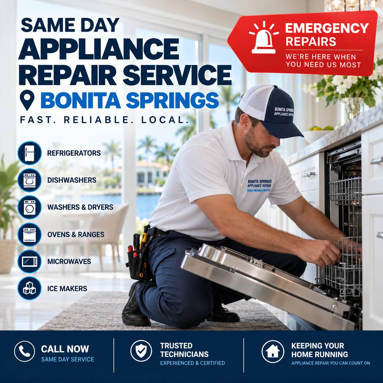 Same Day Appliance Repair Service in Bonita Springs — call for emergency repairs